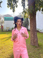 Cherry Blossom Check Sleepwear - Comfy Nights