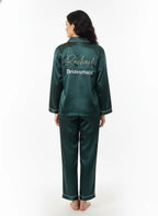 Dark Green Name + Bridesmaid Satin Pj Set | Prepaid Orders Only - Comfy Nights