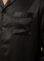 Black Satin PJ Set for Men