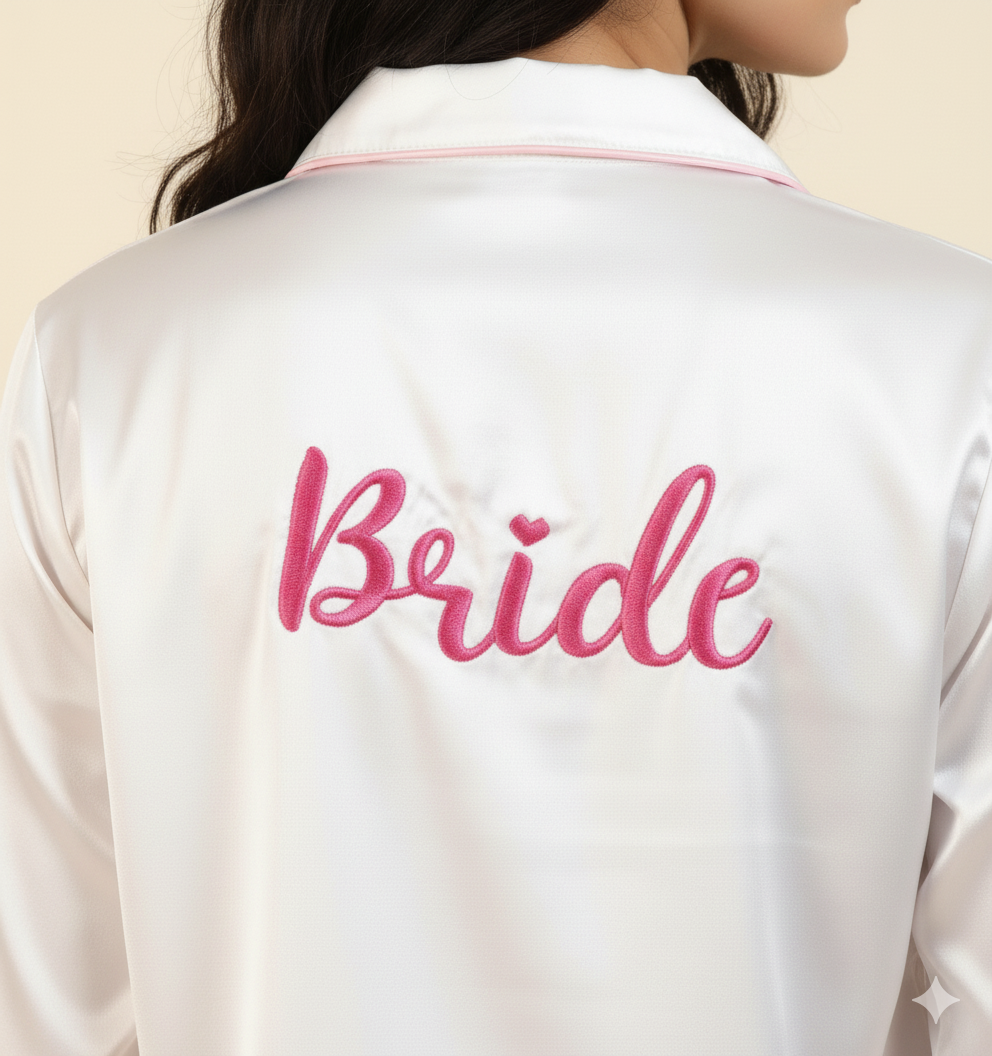 White Bride Satin Pj Set  | Prepaid Orders Only