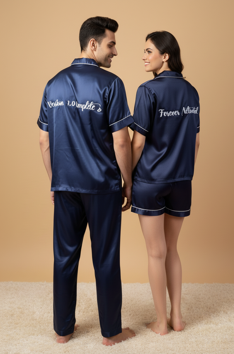 Navy Blue Couple Set Pj + Shorts| Prepaid Orders Only
