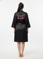 Load image into Gallery viewer, Black Satin Personalise Robe + Camisole  | Prepaid Orders Only
