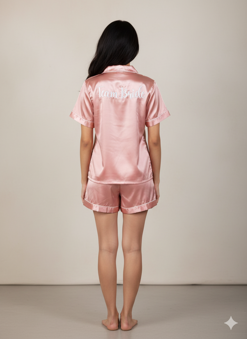 Rosegold Bridesmaid Satin Shorts Set  | Prepaid Orders Only