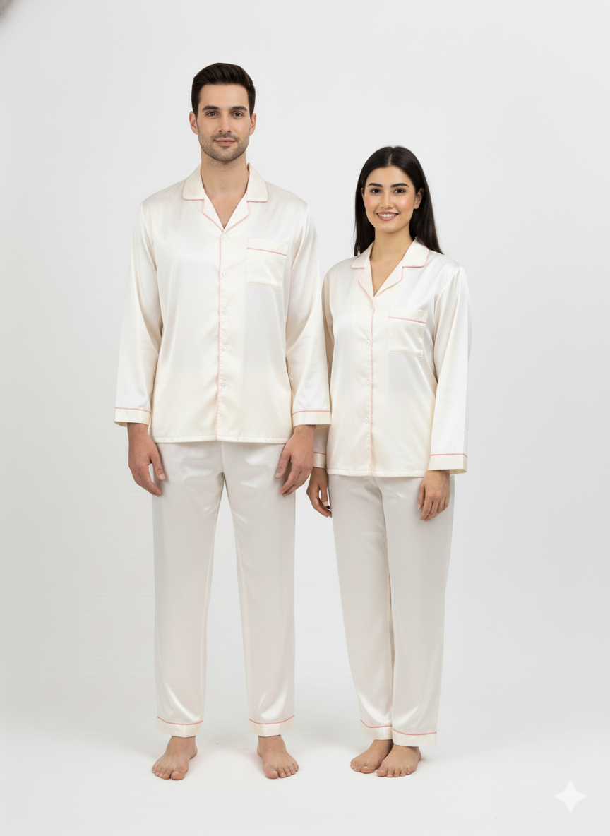 White Satin Couple Set  | Prepaid Orders Only