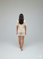 Velvet White Tee + Shorts  Set