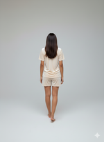 Load image into Gallery viewer, Velvet White Tee + Shorts  Set
