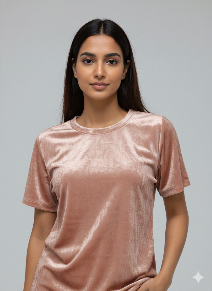 Velvet Rose Gold Tee + Shorts  Set