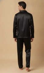 Black Satin PJ Set for Men
