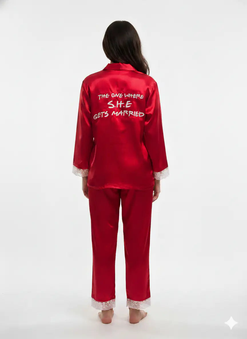 The One Where She Gets Married Satin Pj Set  | Prepaid Orders Only