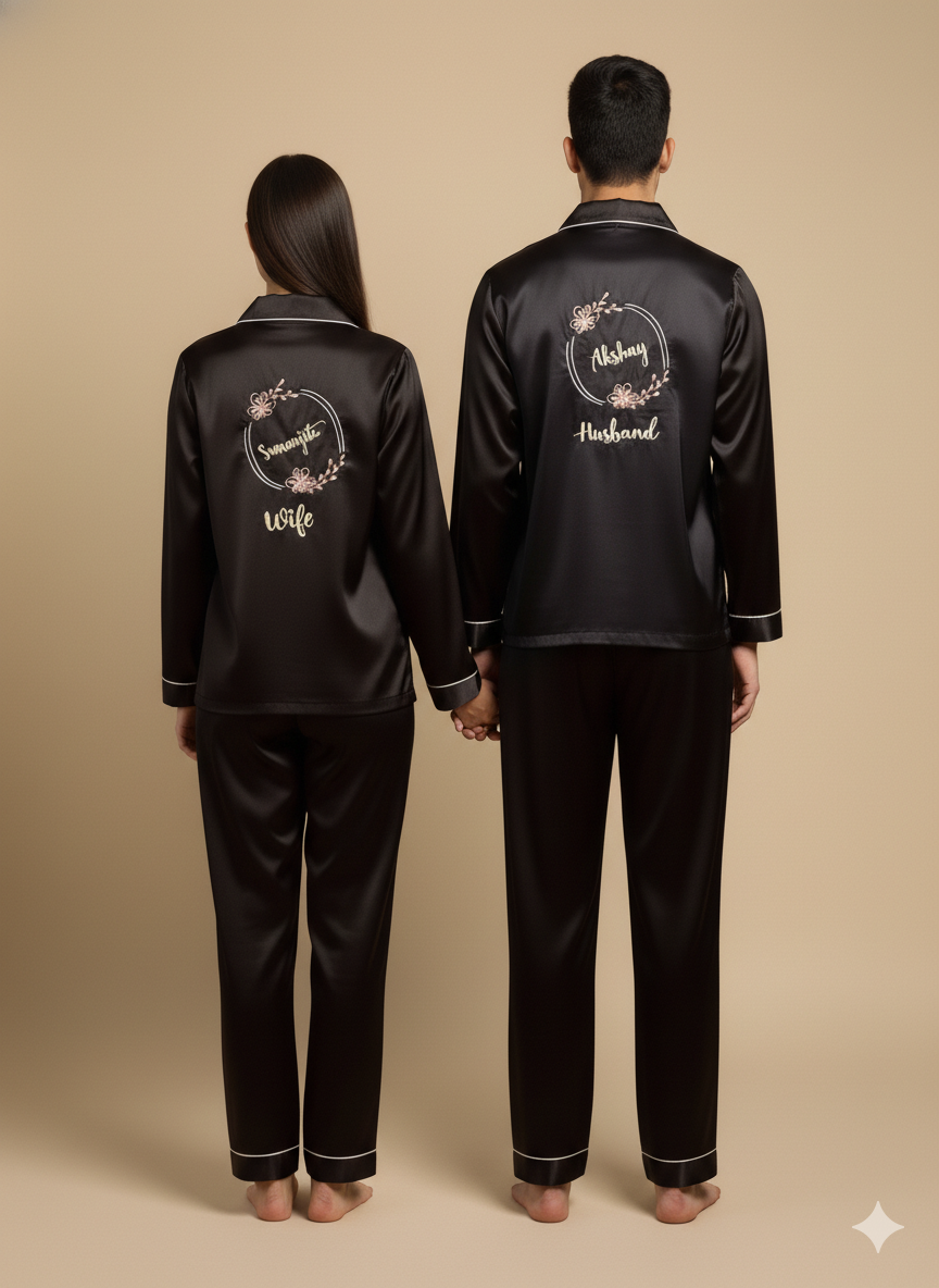 Logo Personalised Black Couple Set  | Prepaid Orders Only
