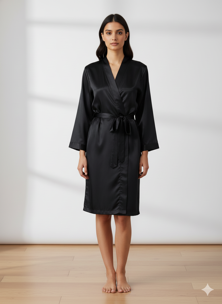 Black Satin Personalise Robe  | Prepaid Orders Only