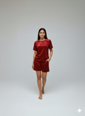Velvet Red Tee + Shorts  Set
