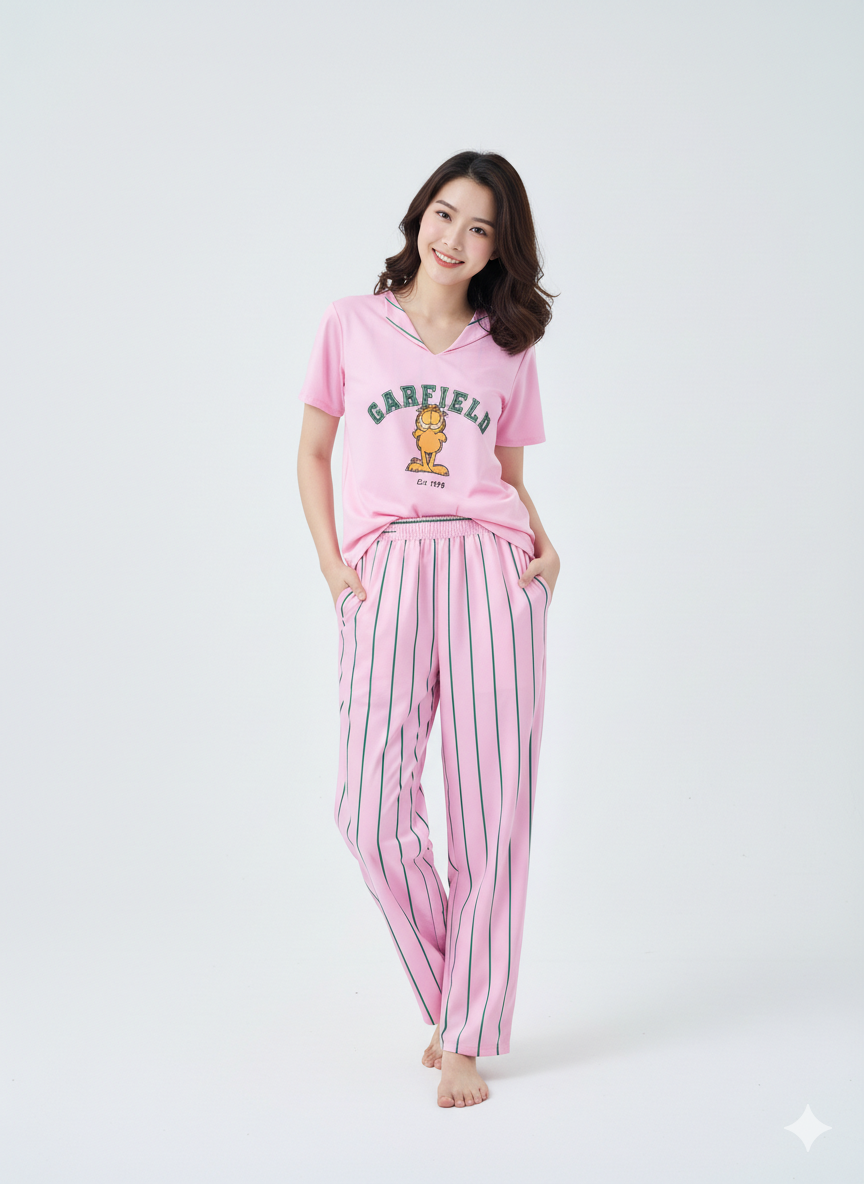 Pink Garfield Comfy Tee + Pj Set