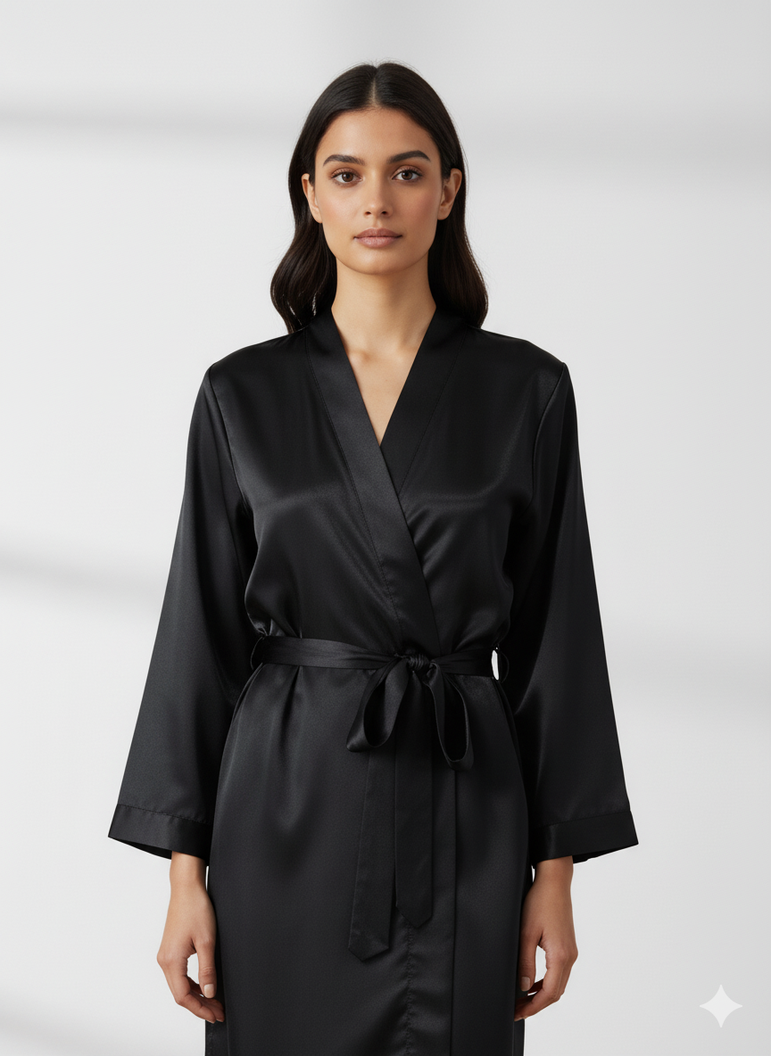 Black Satin Personalise Robe  | Prepaid Orders Only