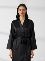 Load image into Gallery viewer, Black Satin Personalise Robe  | Prepaid Orders Only
