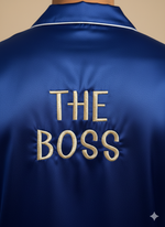 Load image into Gallery viewer, Royal Blue The Boss &amp; The real Boss Satin Couple Set  | Prepaid Orders Only
