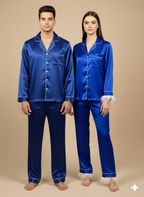 Royal Blue The Boss & The real Boss Satin Couple Set  | Prepaid Orders Only