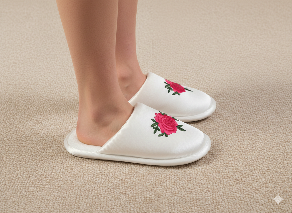 Satin  Floral Slippers | Prepaid Orders Only