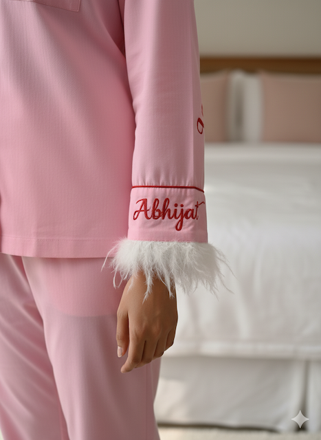 Baby Pink Feather Cotton Pj Set  | Prepaid Orders Only