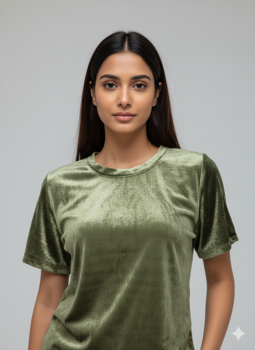 Velvet Olive Tee + Shorts  Set