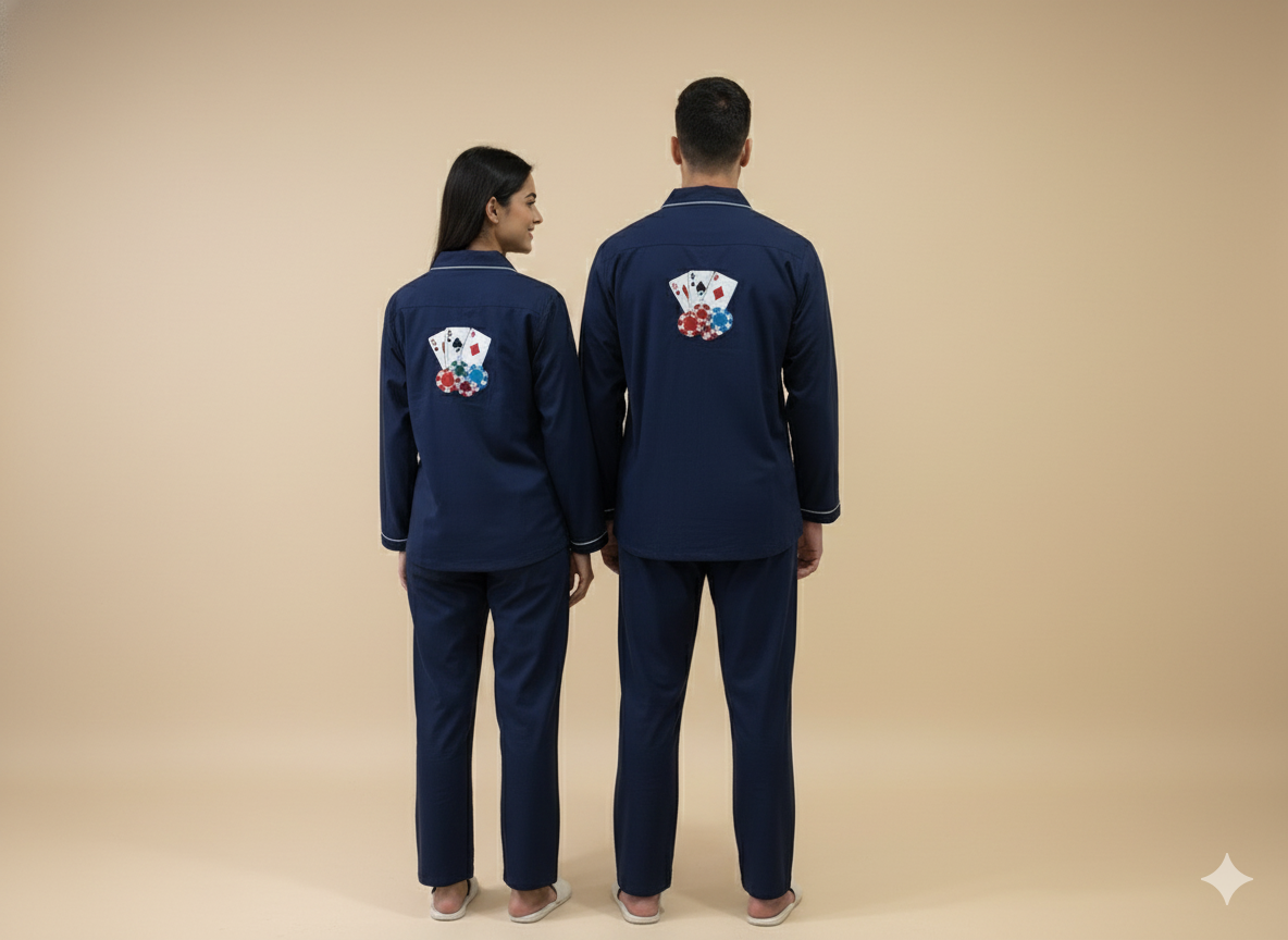 Poker Theme Couple Pj Set  | Prepaid Orders Only