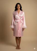 Load image into Gallery viewer, Baby Pink Feather Personalise Robe  | Prepaid Orders Only
