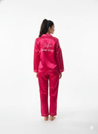 Magenta Name + Bride Satin Pj Set  | Prepaid Orders Only