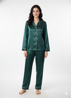 Dark Green Name + Bridesmaid Satin Pj Set  | Prepaid Orders Only