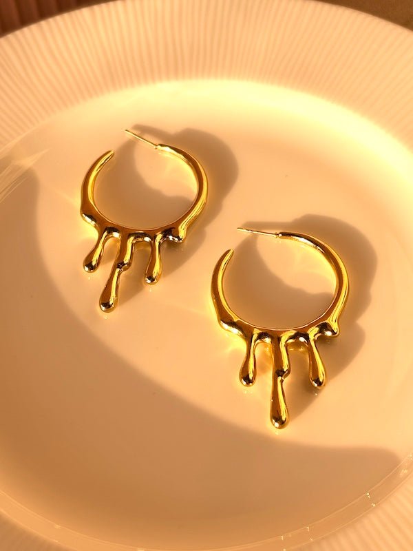 Dripped Gold hoops - Comfy Nights