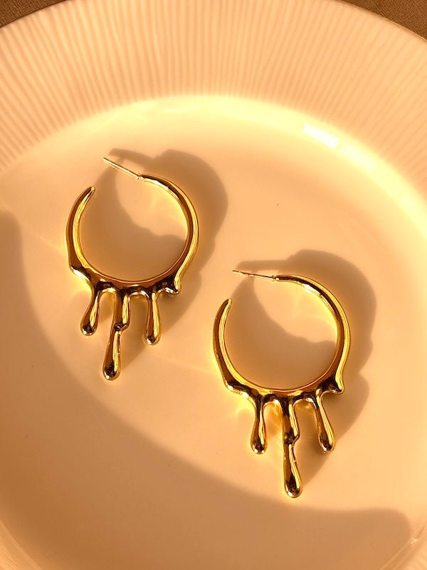 Dripped Gold hoops - Comfy Nights