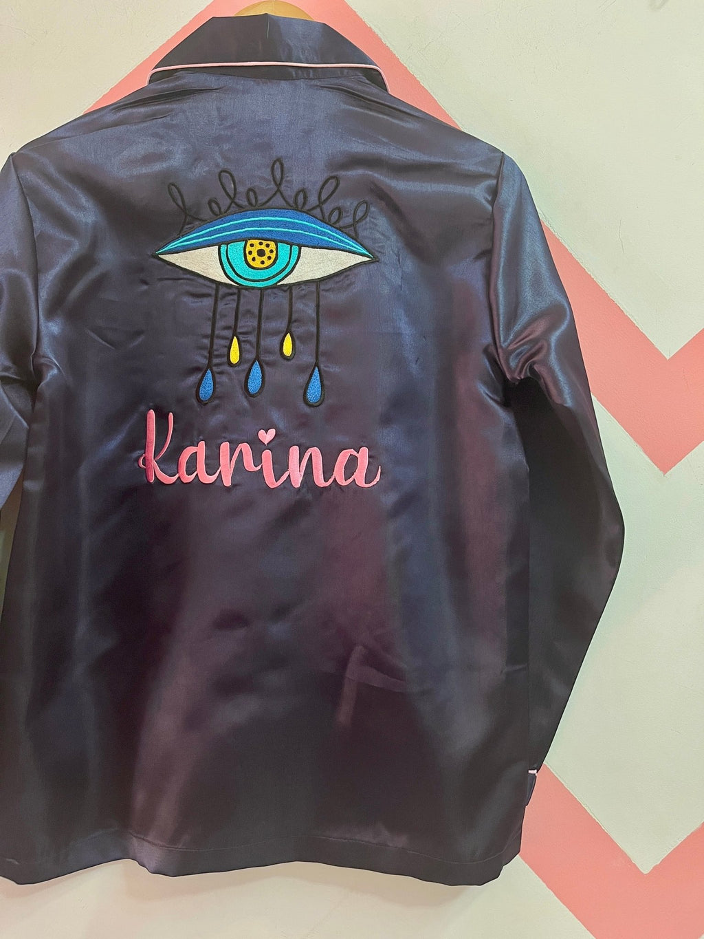 Evil Eye Personalise Back Satin Pj Set | Prepaid Orders Only - Comfy Nights
