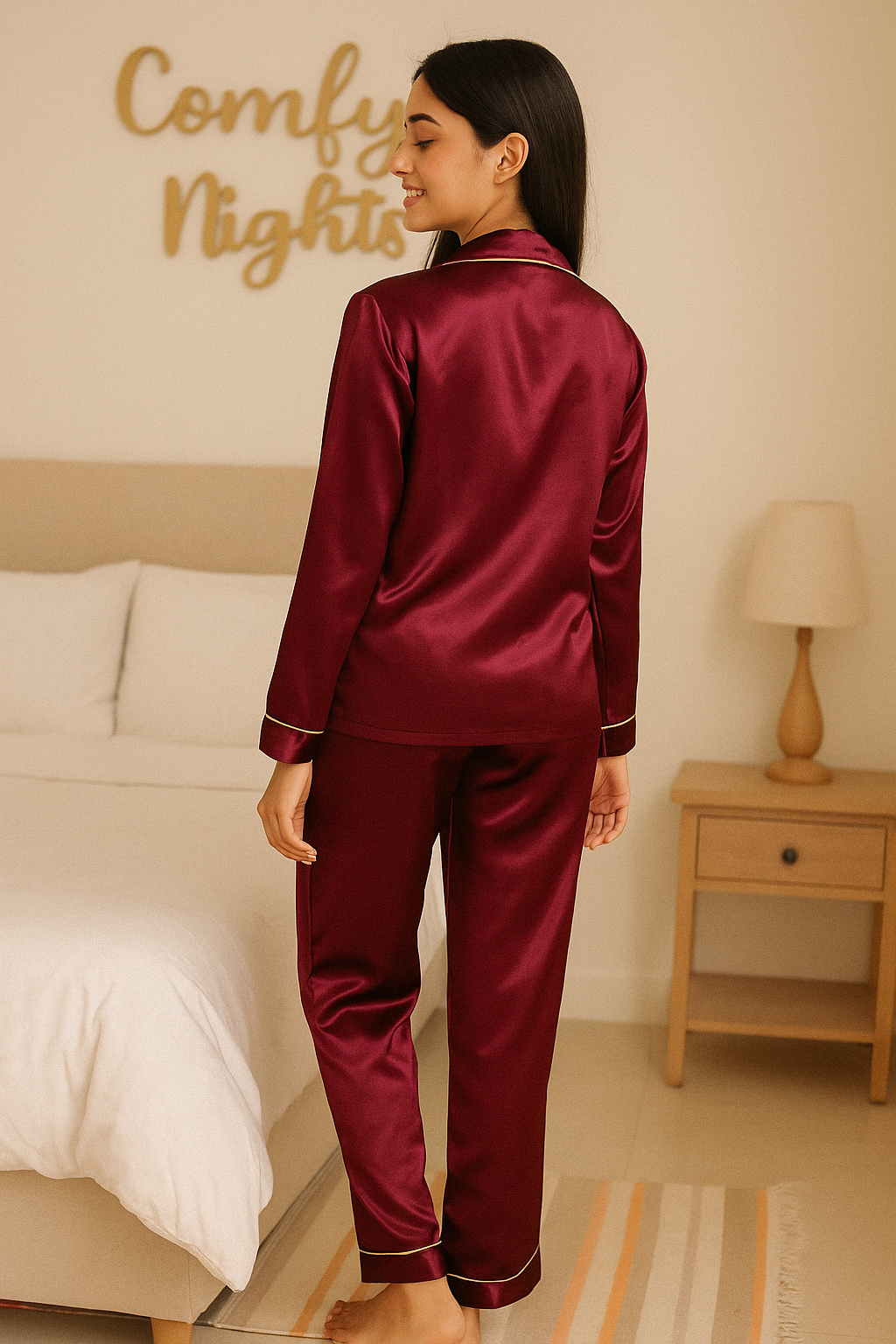 Burgundy Initial Personalise Pocket Pj Set  | Prepaid Orders Only
