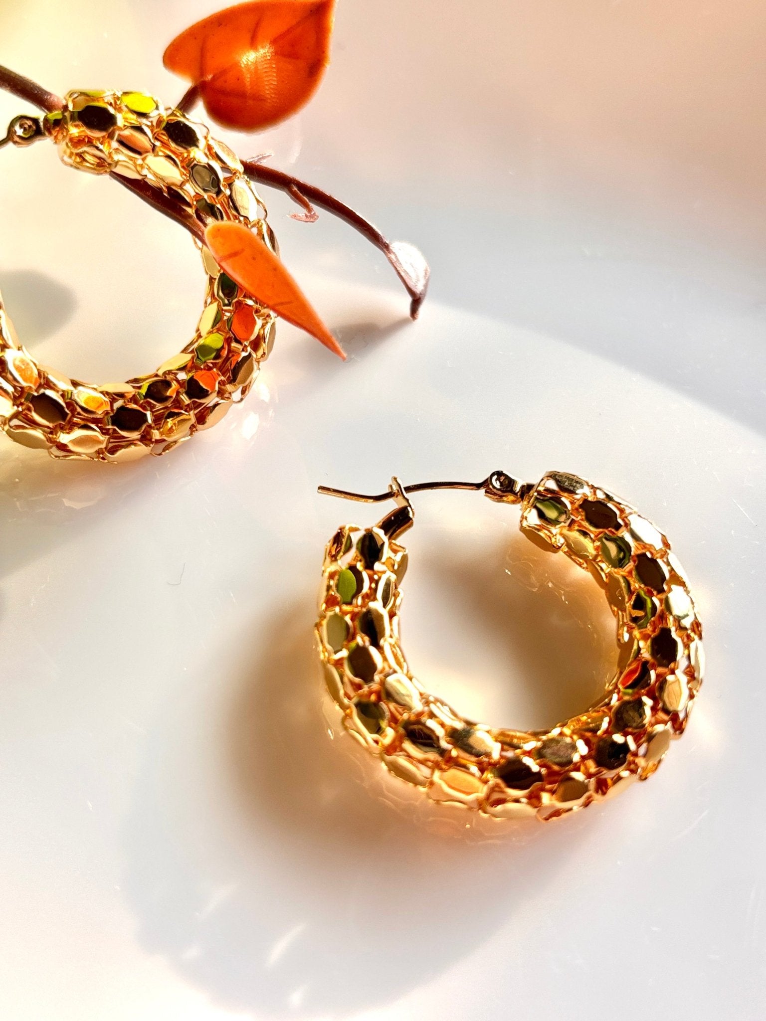 Golden Honeycomb Earrings - Comfy Nights