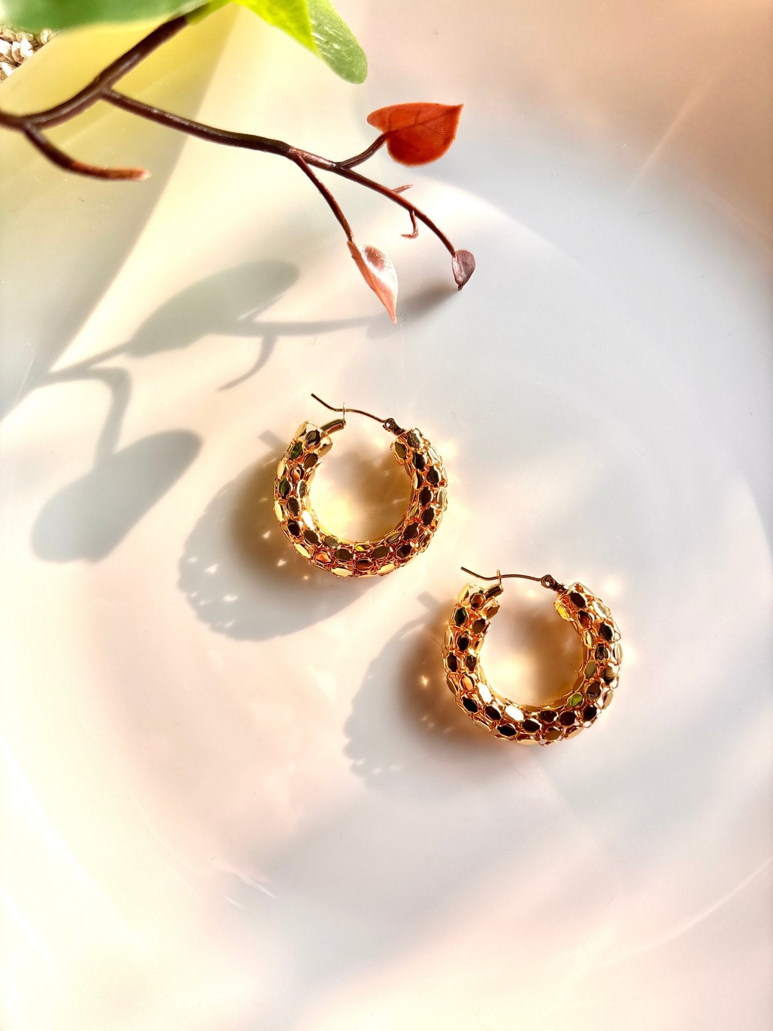 Golden Honeycomb Earrings - Comfy Nights