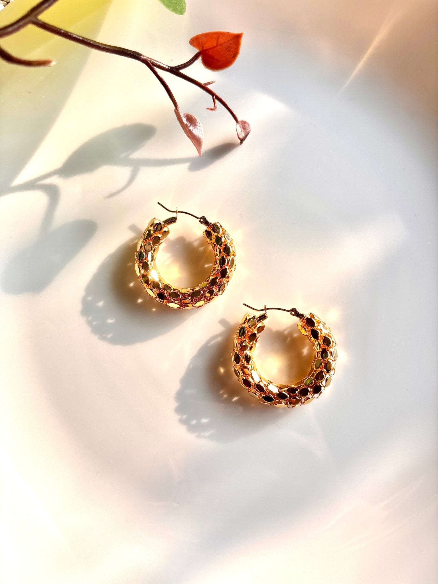 Golden Honeycomb Earrings - Comfy Nights