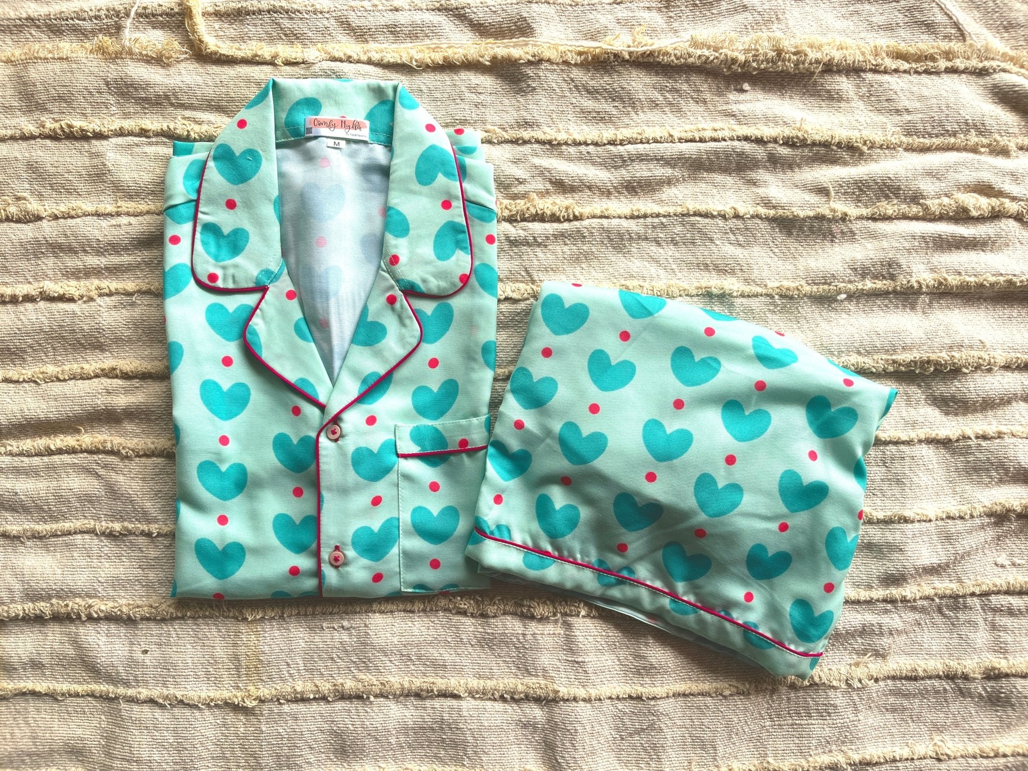 Green Hearts Shorts Set - Comfy Nights
