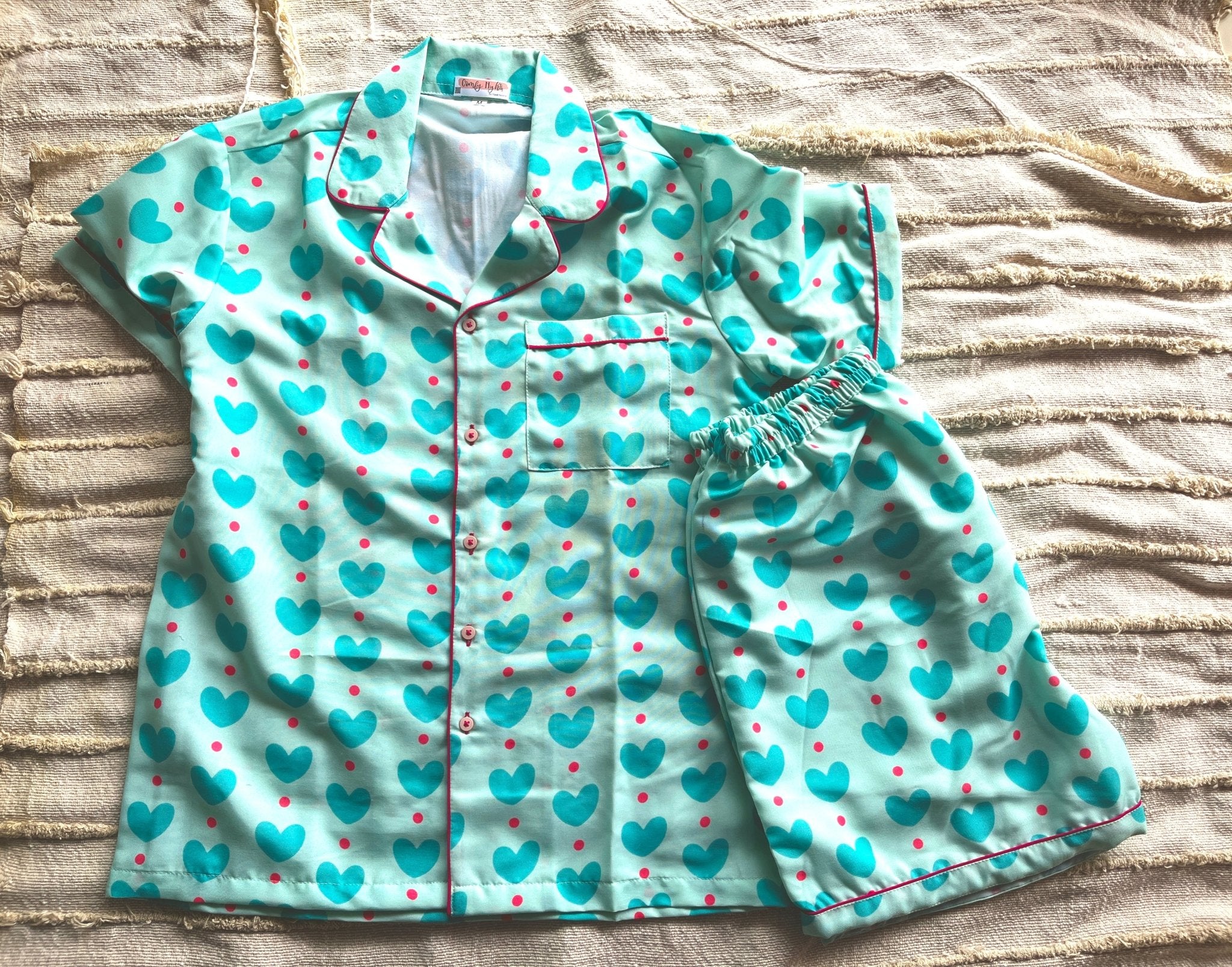 Green Hearts Shorts Set - Comfy Nights