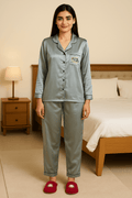 Grey Personalise Satin Pj Set | Prepaid Orders Only - Comfy Nights