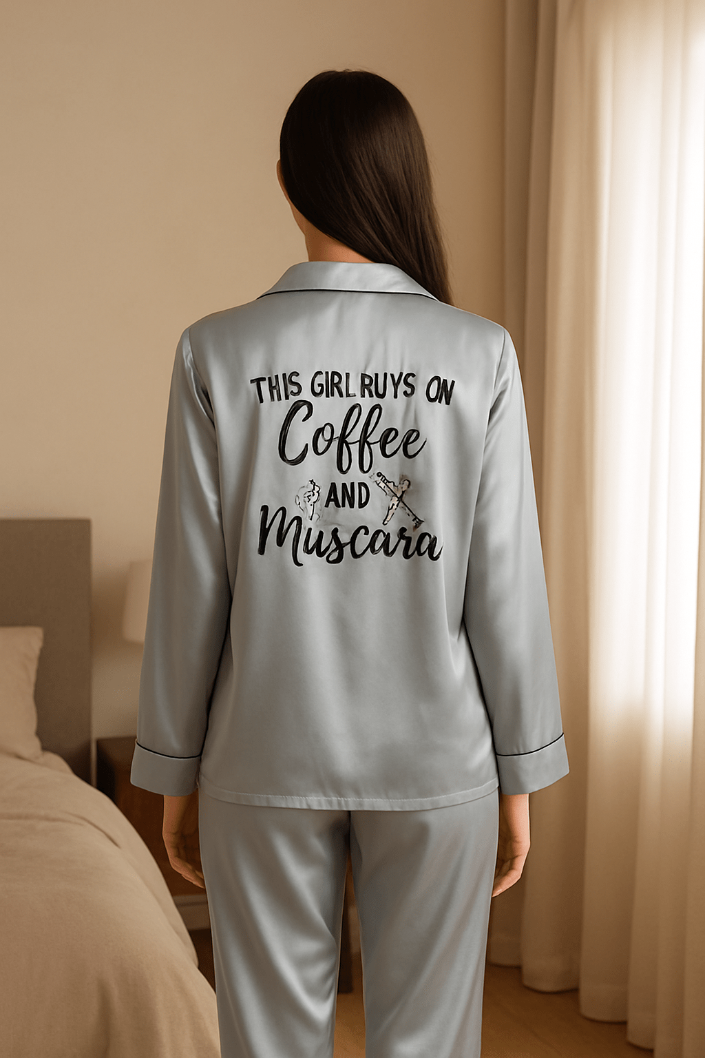 Grey Personalise Satin Pj Set | Prepaid Orders Only - Comfy Nights