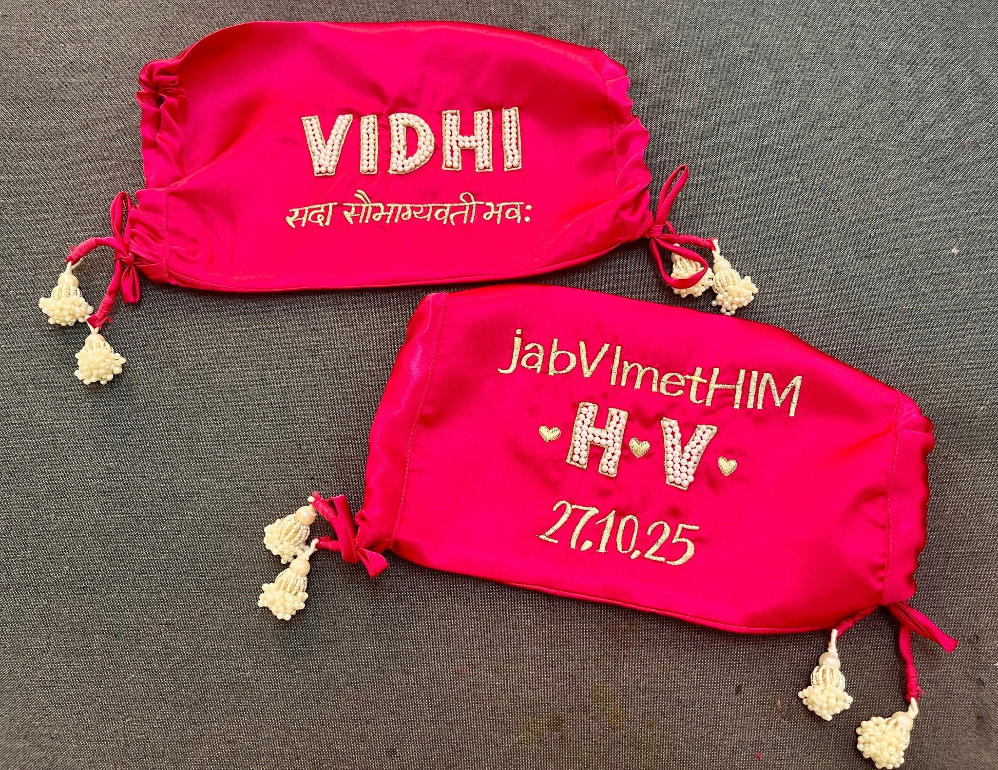 Handworked Initials Pink Chooda Cover | Prepaid Orders Only - Comfy Nights