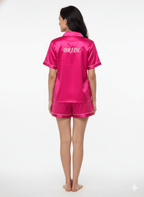 Hot Pink Personalise Satin Shorts Set | Prepaid Orders Only - Comfy Nights