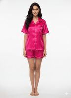 Hot Pink Personalise Satin Shorts Set | Prepaid Orders Only - Comfy Nights