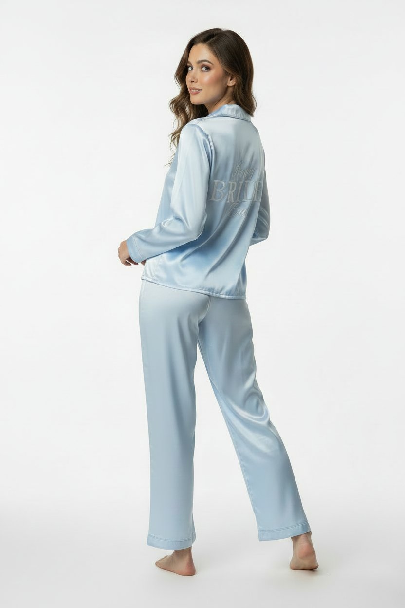 Powder Blue Personalise Satin Pj Set