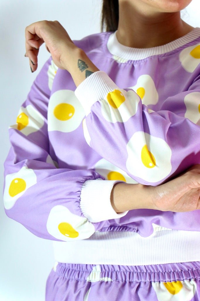 Lilac Yoke SweatShirt + Short - Comfy Nights