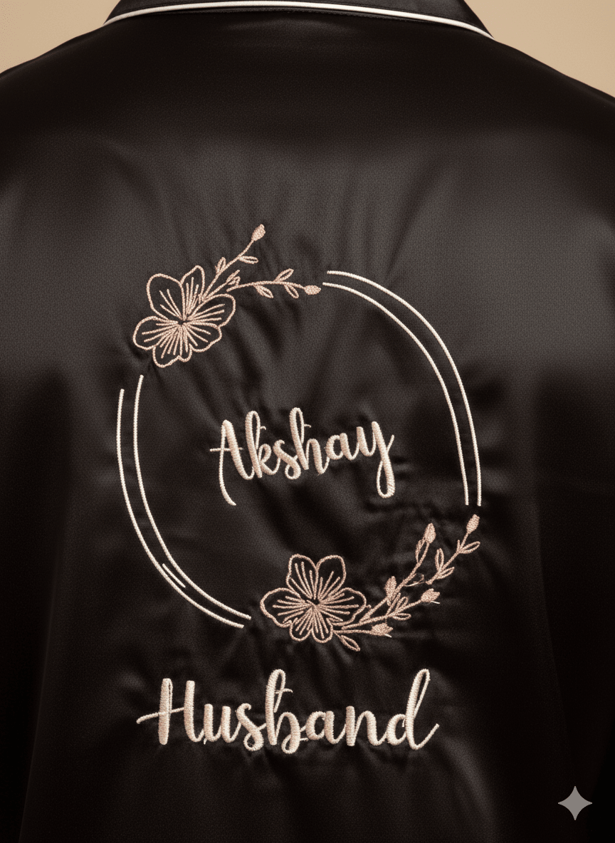 Logo Personalised Black Couple Set | Prepaid Orders Only - Comfy Nights