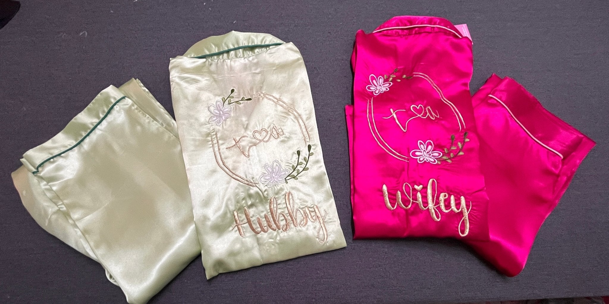 Logo Personalised Pink+ Green Couple Set | Prepaid Orders Only - Comfy Nights