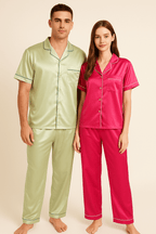 Logo Personalised Pink+ Green Couple Set | Prepaid Orders Only - Comfy Nights