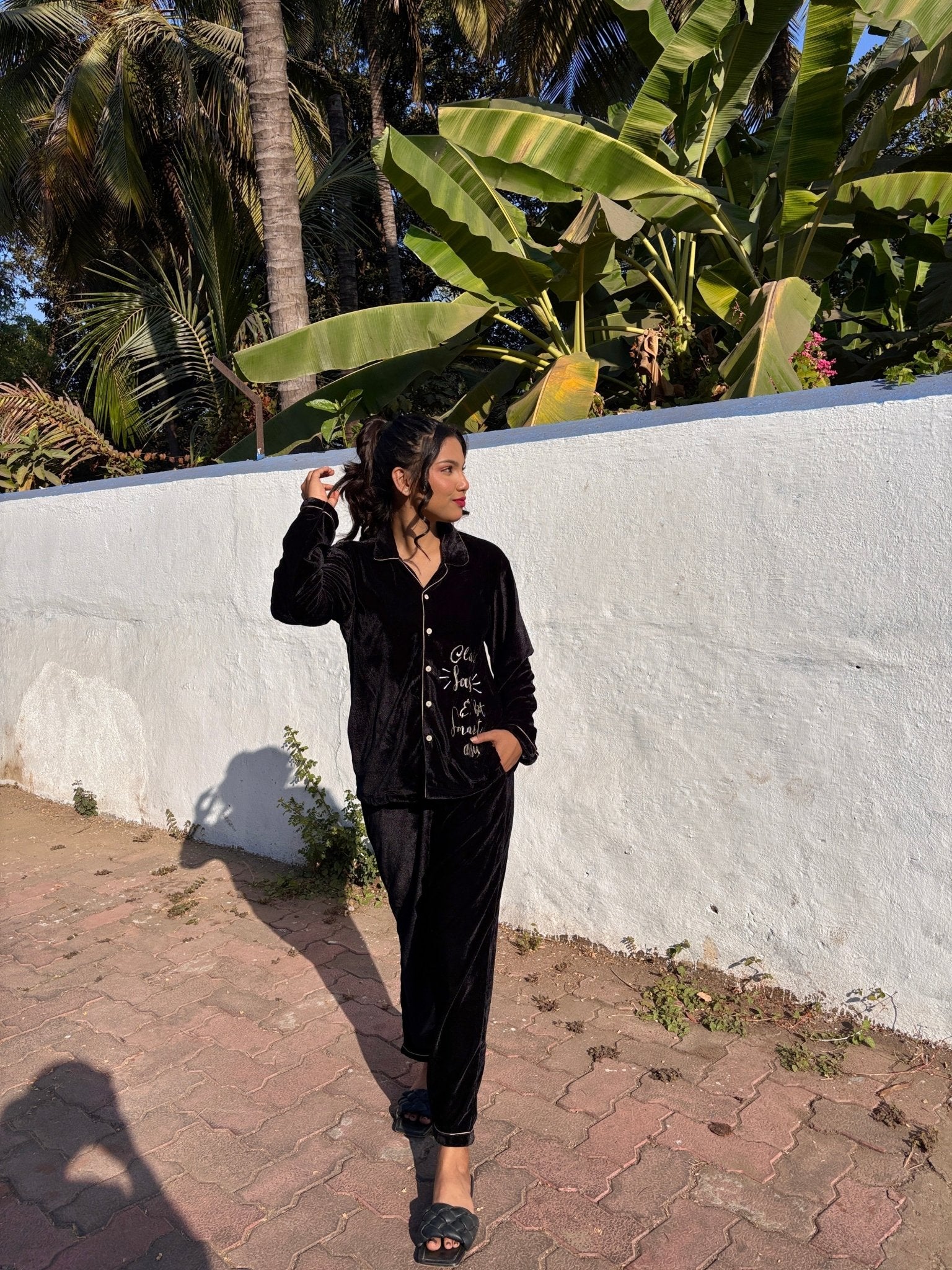 Black Velvet PJ Set - Comfy Nights