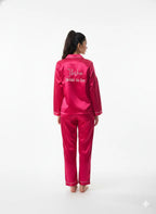 Magenta Name + Bride Satin Pj Set | Prepaid Orders Only - Comfy Nights