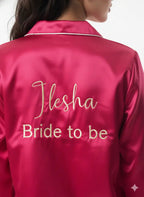 Magenta Name + Bride Satin Pj Set | Prepaid Orders Only - Comfy Nights
